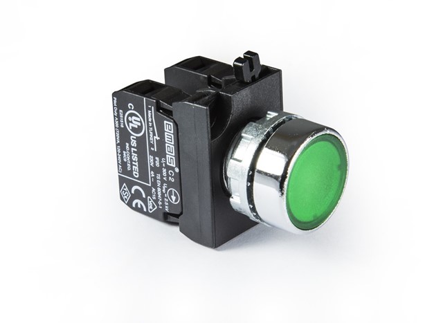 CM Series Metal 2NC Spring Flush Green 22 mm Control Unit